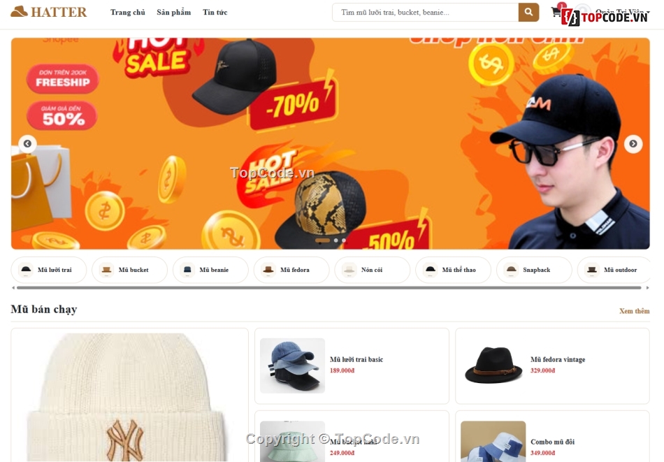 bán website,mũ,website bán mũ